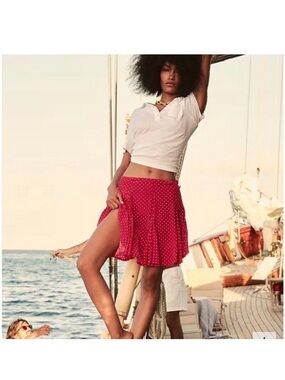 J. Crew Red Polka Dot Skater Skirt